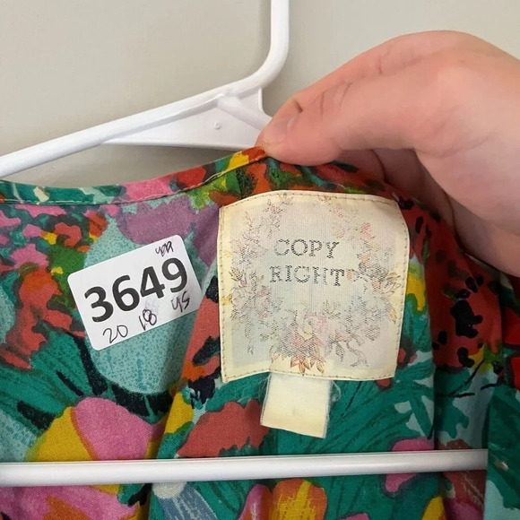 Vtg Copy Right Womens Floral Colorful Shirt Dress Short Sleeve Button Front - Picture 10 of 10